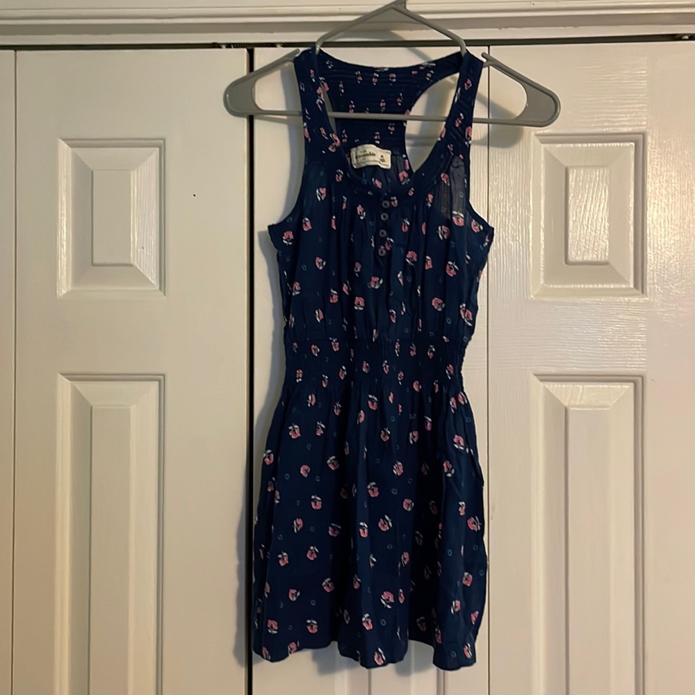 Abercrombie Kids girls medium navy and pink floral tank top dress.
